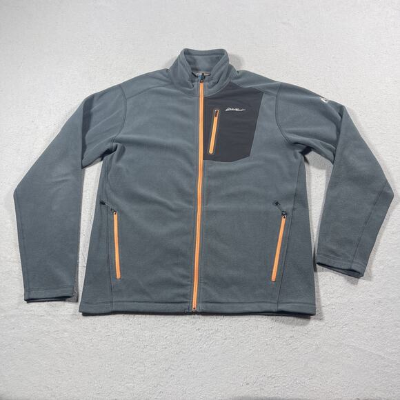 Eddie Bauer Jacket Mens Large Gray Fleece First Ascent Full Zip Outdoor Pockets - Picture 1 of 10